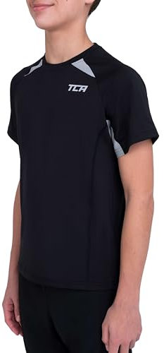 TCA Boys Football T-Shirt - Black, 10-12 Years, Small