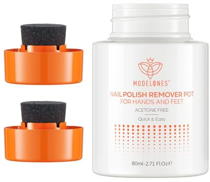 Modelones Nagellackentferner, Aceton-freier und Nicht Trocknender Nagellackentferner mit Schwammdeckel, mit Jojoba-Öl Entfernt Nagellack(80 ml)