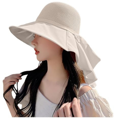 Gefomuofe Damen Sonnenhut Strohhut Sommer UV-Schutz Reise Faltbare Krempe Eimer Hut Vintage Glocke Strand Angeln Kappe große Krempe Fliege Fischerhut