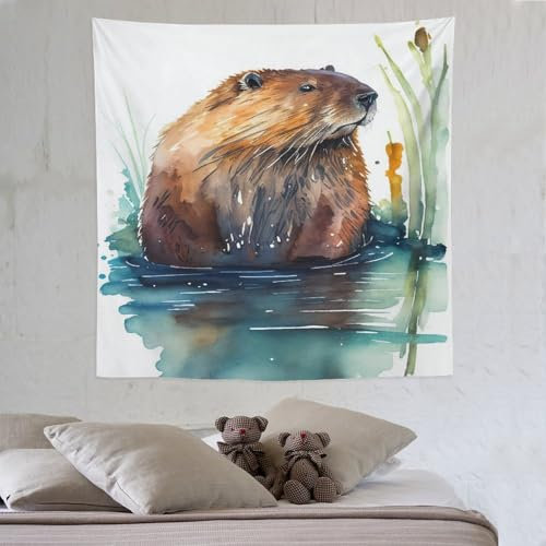 Biber Tapisserie, Wandteppich Wandbehang Poster Druck Schlafzimmer Wohnzimmer Zuhause Wandkunst Dekoration 150×150cm