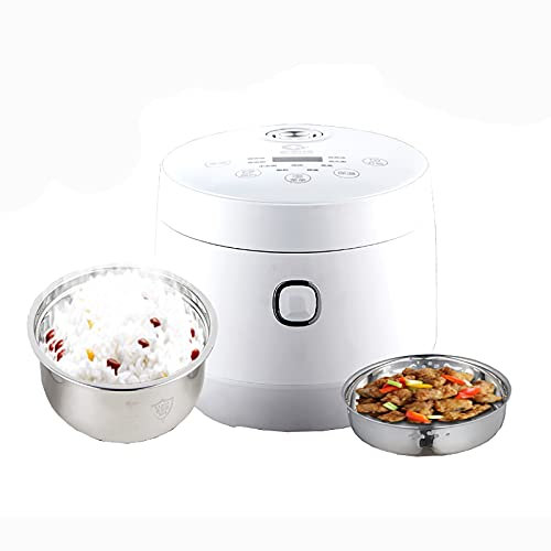Rice Cooker with Steamer (2L) 304 Stainless Steel Inner Pot, Intelligent Insulation, Make Rice & Steam Healthy Food & Vegetables 220-240V US/EU