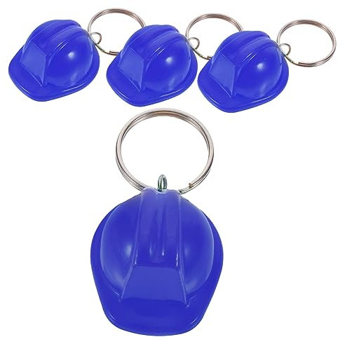 SHOWERORO 4stücke Mini Sicherheitshelm Schlüsselanhänger Metall Schlüsselring Für Taschen Rucksäcke Und Handys Einzigartige Diy Deko Für Mädchen Und Bau-fans Blau