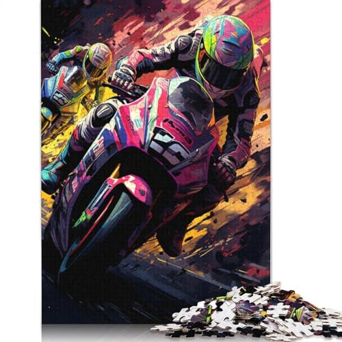 Puzzle mit 1000 Teilen, farbenfrohes Motogp-Puzzle für Erwachsene, Kartonpuzzle, Heimkunstdekor, 38 x 26 cm