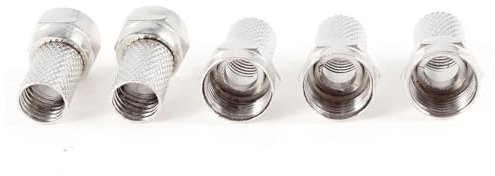 Conector tipo F para cable coaxial RG6/U, diseño roscado, facilita conexiones seguras, ideal para instalaciones de antenas y cableado de televisión.