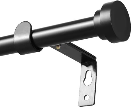 Gardinenstange (Schwarz), Edelstahl Curtain Rod, 67-147 cm Vorhangstange Ausziehbar,16 mm Durchmesser für Wohnzimmer, Schlafzimmer, Esszimmer