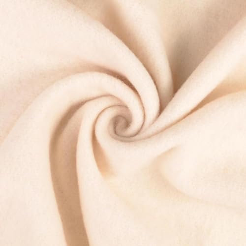 Walkloden Woll-Fleece WOLLI aus reiner Schurwolle - Jersey Walkloden weich und dehnbar - Mulesing frei Öko-Tex Klasse 1 Bekleidungstoffe Meterware Wollstoffe (Wollweiß)