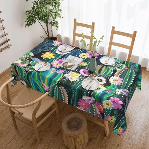 rannsut Tovaglia con stampa di cactus in fiore per cucina, sala da pranzo, lavabile, per ristorante, picnic