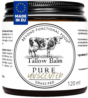 Hypoallergener Pure Unscented Tallow Balm 120 ml, natürlicher, feuchtigkeitsspendender Balsam mit Grass‑Fed Rindertalg für empfindliche und allergische Haut
