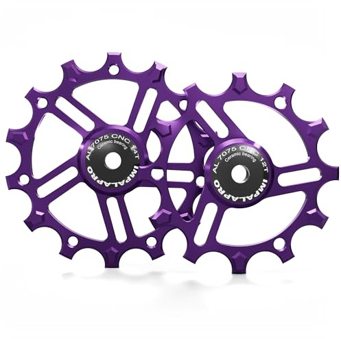 IMPALAPRO - Schaltröllchen Set 12T+14T Keramik Narrow-Wide AL7075 | Schaltrollen 12T14T Keramiklager Siliziumnitrid, Edelstahlringe, Narrow-Wide Zähne, 10g Ø48mm/11.5g Ø54mm, Eloxiert 12 Farben