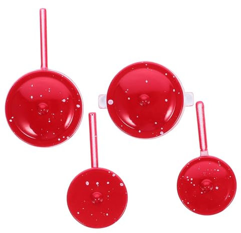 HOODANCOS 4 Stück Küchenaccessoires Teiliges Puppenhaus Kochgeschirr aus Farbigem Emaille für Küchen Szenen und Kreative Mikrolandschaften