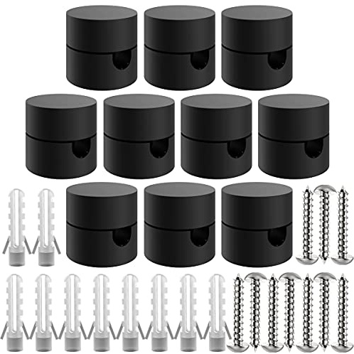 OASHISU 10 Support Câbles pour Mur, Décentrateurs Presse-étoupe, Noir ABS | Support de Câbles pour Plafond/Mur, Pour lampes à descente verticale et suspensions, Serre-câbles à presse-étoupe, plastique
