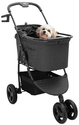 vidaXL Folding Pet Stroller Black 78 x 54 x 101 cm Polyester