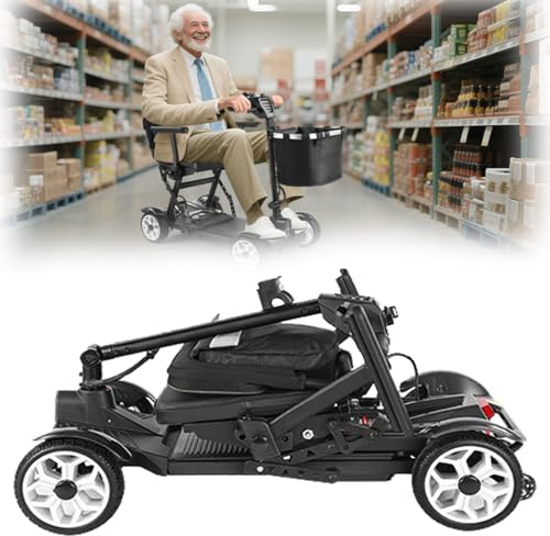 FANGZHL Scooter Für Senioren,4-Rad-Mobilitätsroller,Zusammenklappbarer Mobilitätsroller,Mit Herausnehmbarer 20-Ah-Lithiumbatterie,Geeignet Für Ältere Menschen Black