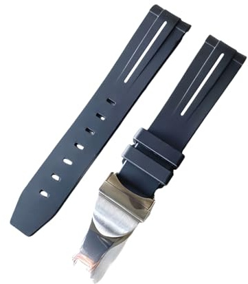 ROUHO Cinturino Orologio Silicone Estremità Ricurva Cinturino da Orologio Chiusura Metallica Pieghevole Regolabile per Tudor Black Bay BB58 Pelta-Bianco 21mm