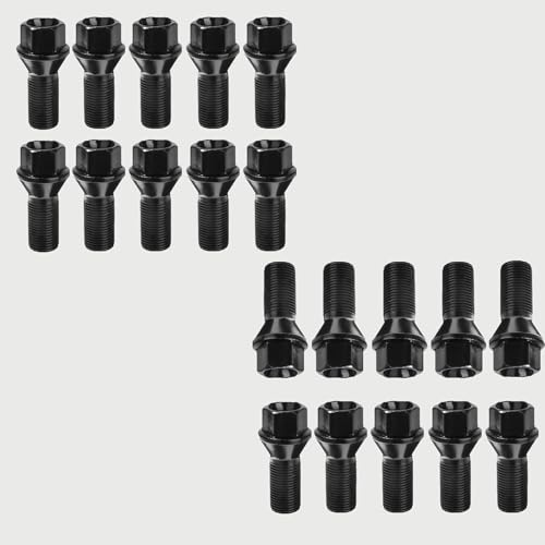 Radbolzen Muttern Kompatibel Mit Für F15 X6 E71, 20 Stück M14 X 1,25, Schwarze Radsicherungsmuttern Aus Stahl, Lange Radschrauben Aus Stahl, Reifenbolzen, OEM: 36136781151