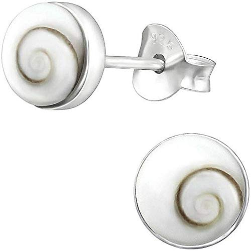 Muschel Schmuck (Ohrringe) Muschel Operculum Kreiselschnecke Ohrstecker Größe ca. 10 mm 925er Sterling-Silber Modellnummer 3179P