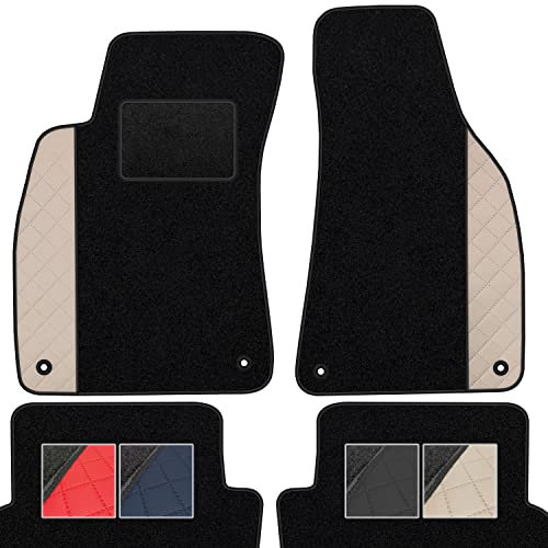 moto-MOLTICO Fußmatten Auto Velours Autoteppiche Schwarz Automatten Set 4-teilig - Auffälliges Design - passend für Audi A4 B6 B7 Seat Exeo (Beiges Muster)