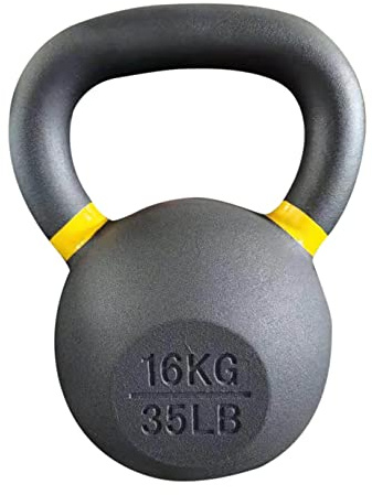 Sveltus Kettlebell 16 kg, Mattschwarz, Gußeisen, Pulverbeschichtet, 3,5 cm Griffdurchmesser, Ideal für Indoor- und Outdoor-Training