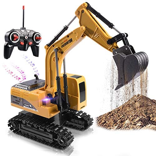 Hodlvant Excavator Toys Remote Control Car Age 3+, Excavator Trucks for Kids, Construction Dump Truck Vehicles, Construction Engineering Toys Digger with Metal Bucket, Gift for Boys Girls Ages 6 and up