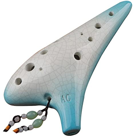 12-Loch Alt-Okarina In C-Tonart Anfänger Und Erwachsene Üben Das Spielen Der Taoxun-Flöte Pfeifeninstrument Okarina Spielen Aussprache (Color : Blue, S : 17 * 10cm)
