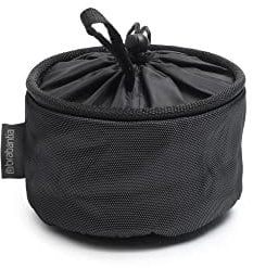 Brabantia - Wäscheklammerbeutel - Hält Bis zu 75 Wäscheklammern - mit Kordel - Befestigung am Wäscheständer, an der Wäscheleine oder an der Hose - Aufbewahrungsbehälter - Matt Black - 16 x 16 x 16 cm