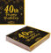 VReder Servietten 40 Geburtstag, Schwarz Gold Papier Party Servietten, Happy Birthday 40. Servietten für Mann Frau Geburtstag Feiern Party Decorations 40 Stück