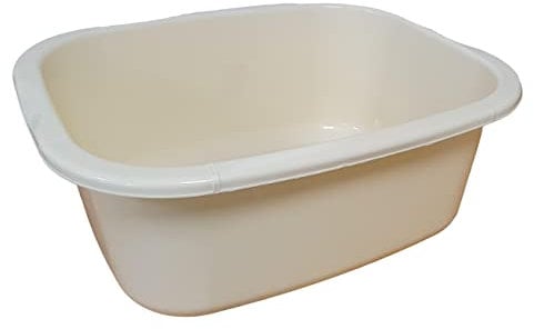 11 Litres Washing Up Bowl Rectangular Plastic Multi-Purpose Basin Mixing Sink Tidy Organizers (Cream)