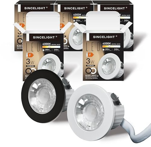 SINCELIGHT LED MINI Einbaustrahler, Kleines Downlight für 35-40mm Deckenloch, Schrank, Vitrine, MR11 Ersatz, Weißer/Schwarzer Ring Austauschbar, IP65 Wasserdicht, Neutralweiß 4000K, RA≈92, 5er-Pack