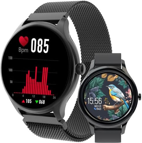 Forever Smartwatch Damen Herren Forevive SB-340 Schwarz 1.32 Zoll - Sportuhr mit Schrittzähler, Fitness Tracker Herzfrequenz, Schlaftracker SpO2 Überwachung - Smartwatch Wasserdicht IP68 - iOS/Android