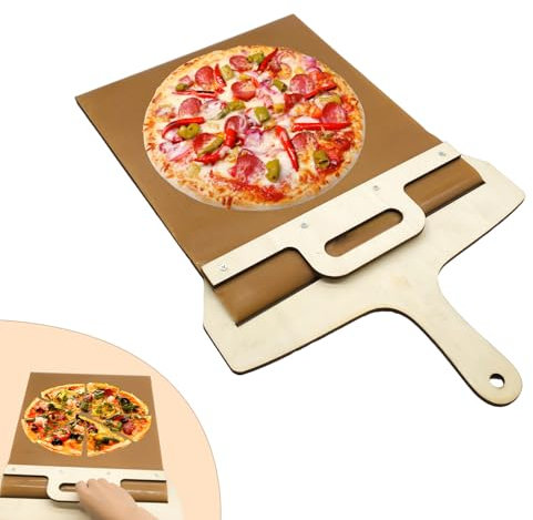 Vongfome Pala scorrevole per pizza con manico della pizza Trasferisce perfettamente, grande pala per pizza, Pizza Spatula Paddle for Ovens,Dishwasher Safe