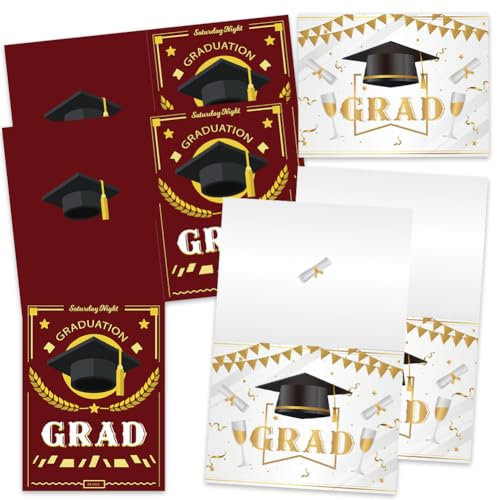 CYGMRFH Graduation Card, 12 Graduation Greeting Cards with Envelopes, Graduation Gadget Gift Graduation Women Men 2024 Graduation Card