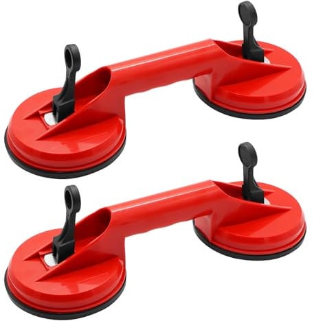 Aleker 2 Pack Glass Suction Cups, Glass Suckers Lifters, Heavy Duty Vacuum Handle Suction Lifter, Dual Suction Pads to Lift Glass, Tiles, Slabs, Lifting Capacity 100kg
