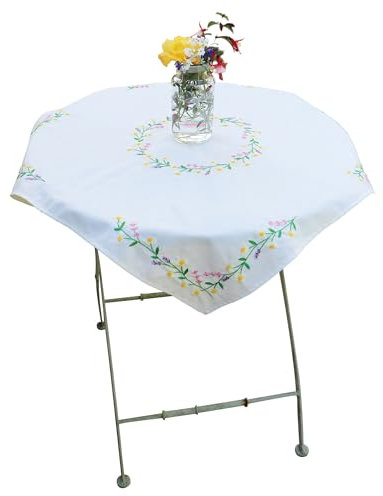 Trimits Stickset, Tischdecke, mit bedrucktem Stoff, Fäden, Nadel und Anleitung (evtl. nicht in deutscher Sprache), 80 x 80 cm, Gänseblümchen-Kette
