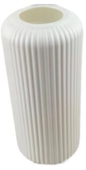 Ceramic-Like Reusable Plastic Vase Striped Decorative Flower Pot for Floral Arrangements, Art Design Display, Living Room Decor(White)