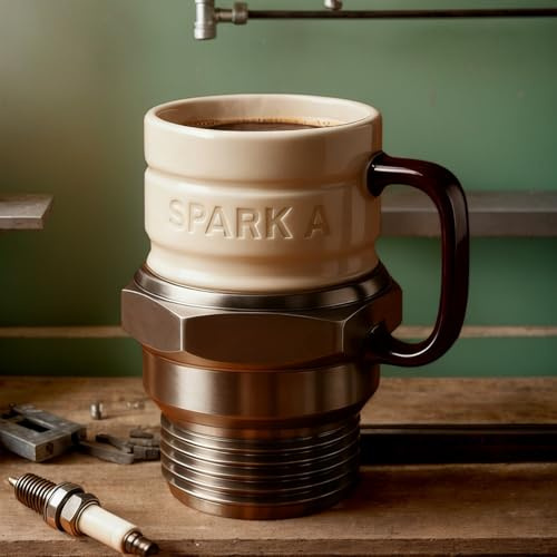 Anmahe Spark Plug Mug, Spark Plug Coffee Mug with Handl Unique Engine Design,Automotive Theme,for Car Lovers,Gifts for Mechanics,Collectors(1Pcs)