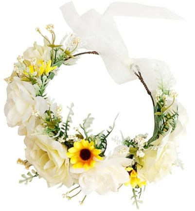 VINTORKY Couronne de Cheveux de Mariée en Tissu Fleurs Délicates, Bandeau Floral Élégant pour Mariage et Costume de Fête, Matériau Pp et Fer, Design Simple et Raffiné