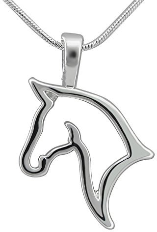 Hanessa Damen-Schmuck edle silberne Pferde-Kopf Hals-Kette in Silber Tier-Freund Geschenk zu Weihnachten für die Ehe-Frau/Freundin/Frauen/Mädchen