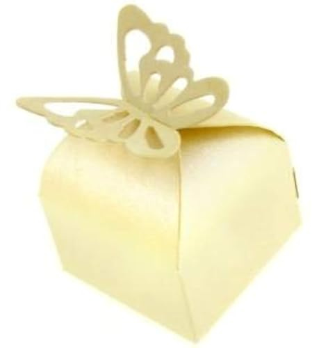 Accessotech 50 Pieces Wedding Favour Boxes Bridal Showers Parties Gift Bags Table Decorations Cater Birthday Sets (Ivory)