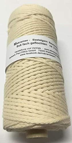 Makrameegarn Makramee Baumwollgarn Bastelgarn Natur 150 Meter 2 mm geflochten