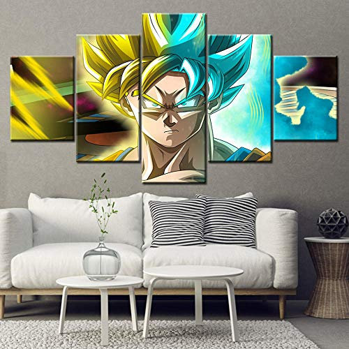 Mxsnow 5 Leinwanddrucke Rahmen Wandbilder Wohnkultur Drucke auf Leinwand Bild drucken Dragon Ball Heroes Poster für