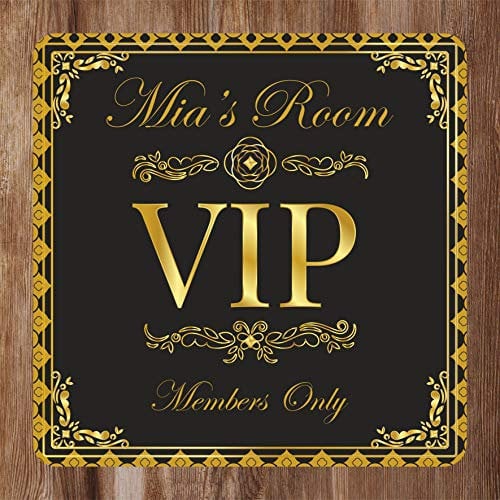 VIP Kids Bedroom Door Sign Personalised For You - Any Name! Door Plaque,Girls/Boys,Nursery,Decor,Kids Room,Cute