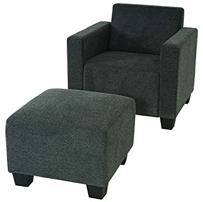 Modular Sessel Loungesessel mit Ottomane Lyon, Stoff/Textil - anthrazit-grau