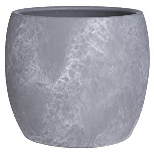 MICA Decorations Lester Blumentopf - H22 x Ø24 cm - Terrakotta - Hellgrau