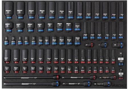 Master Impact Socket Set 3/8 & 1/2 81 Pcs in EVA Foam BOXO BX751-R