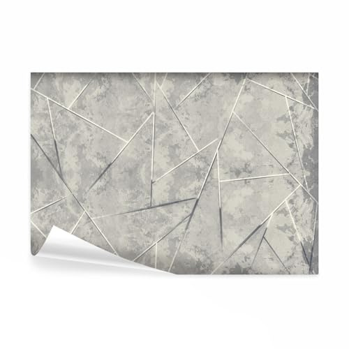 decomonkey Fototapete Abstrakt Geometrisch Stein, 350x256 cm, XXL, Moderne | Steinwand, Betonoptik, Grau, Vlies, Schlafzimmer, Wohnzimmer, Design, Tapete, Fototapeten, Tapeten, Wandtapete, Wand