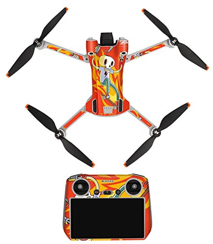 MotuTech Dekorativer Aufkleber für DJI Mini 3 Pro Drohne Fernbedienung, kratzfest, wasserdicht (für Drohne + RC(mit Display), 4-Skelett)