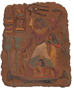 Alte ägyptische Kunst Wandrelief von Nebamuns Leben und Aktivitäten Skulptur Kalkstein handbemalt hergestellt in Ägypten.