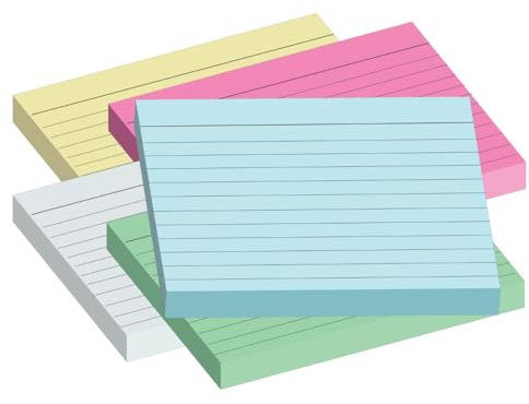 Flash Revision Record Index Cards - 500 Pieces A6 Size 150 GSM High Grade Paper 100 Sheets Each Colour Lined 5 Coloured Cue Card for Learning Office School and Study