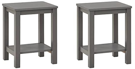 Homestyle4u 2272, Holzhocker Hocker Holz Grau 2 Stück Sitzhocker 2er Set Tischhocker Kniehocker Kiefer Massivholz