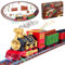 Weihnachts Eisenbahn Zugset, GTHBA Elektrische Dampfzug Kinder mit Realistisch Rauch, Licht & Geräuschen, Batteriebetrieben Dampflokomotive mit Bahngleis, Weihnachten Geschenk für Jungen, Mädchen